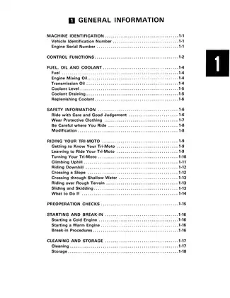 Yamaha Tri-Moto Owner's Manual & Service Guide (All Models) Preview image 2