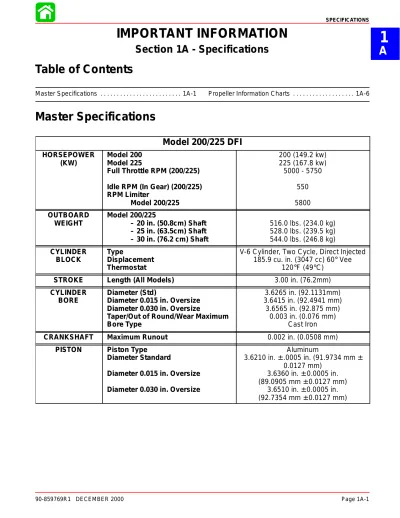 Preview: 2000–2002 Mercury OptiMax 200 hp / 225 hp DFI Outboard Service Manual (P/N 90-859769R1)