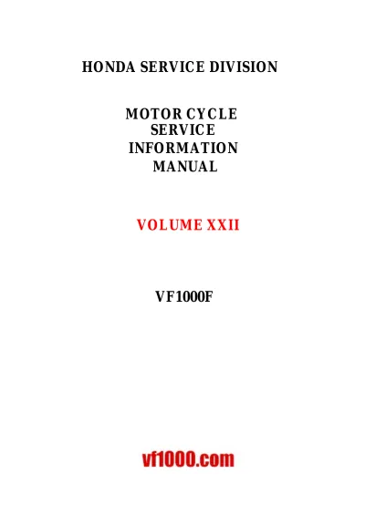 Preview: 1984–1989 Honda VF1000F Factory Service Manual