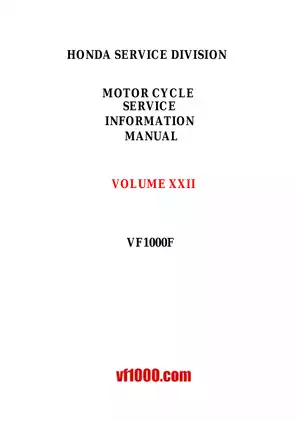 Honda VF1000F Motorcycle Service Manual | Comprehensive Repair Guide