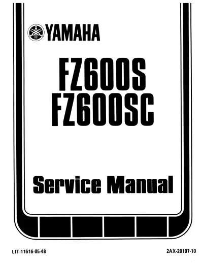 Preview: 1986–1988 Yamaha FZ600S / FZ600SC Service & Factory Manual (P/N LIT-11616-05-48)