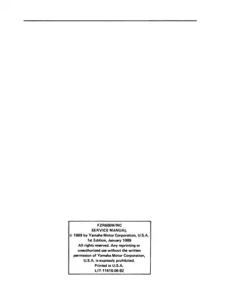 1989-1999 Yamaha FZR600 service manual Preview image 3