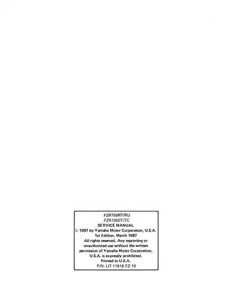 1987-1988 Yamaha FZR750 service manual Preview image 2