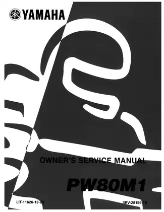2000 Yamaha PW80Y, PW80M1 Zinger owners service manual