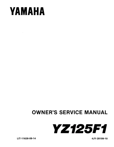 Preview: 1994 Yamaha YZ125F1 Owner's Service Manual (P/N LIT-11626-09–14, 4JY-28199-10)