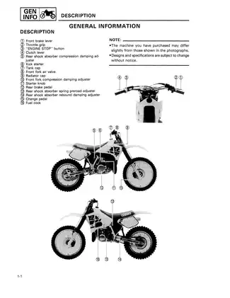 1988 Yamaha YZ250 shop manual Preview image 4