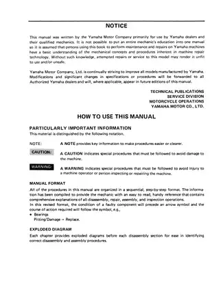 1986-1988 Yamaha YFM225, Moto 4 ATV service manual Preview image 3