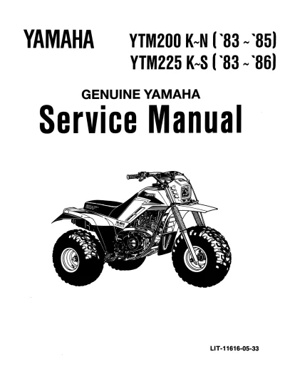 Preview: 1983–1986 Yamaha YTM200 & YTM225 Tri-Moto OEM Service Manual (P/N LIT-11616-05-33)