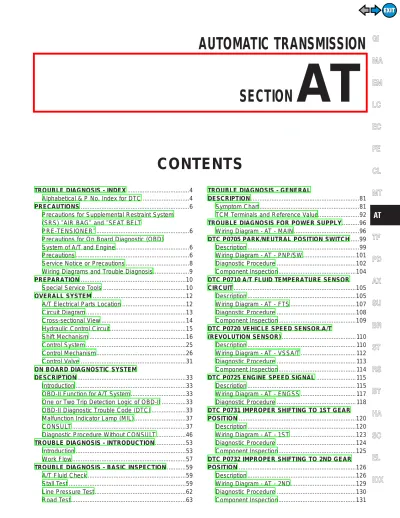 Preview: 2000 Nissan Pathfinder Automatic Transmission (AT) Service Manual (P/N SM0E-1R50U2)