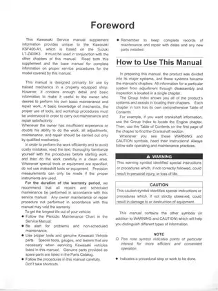Kawasaki KFX400 Service Manual - Comprehensive Guide for Mechanics Preview image 5