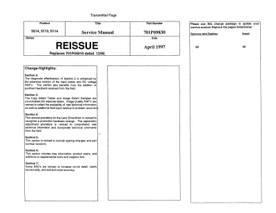 Xerox 5614 / 5113 / 5114 Copier Service Manual (P/N 701P09830)