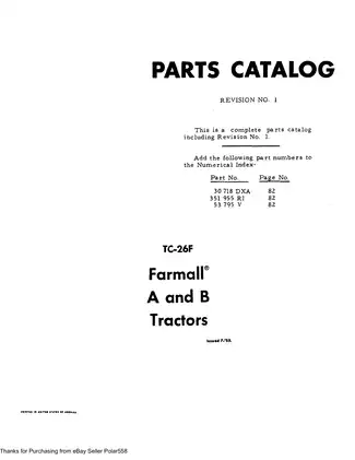 Comprehensive Parts Catalog for International Harvester Farmall TC-26F Tractors Preview image 4