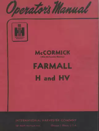 1939-1953 Farmall H, HV IH international tractor operators owners manual Preview image 2