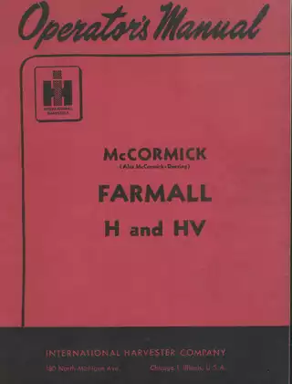 International Harvester Farmall H & HV Tractor Service Manual Guide Preview image 2