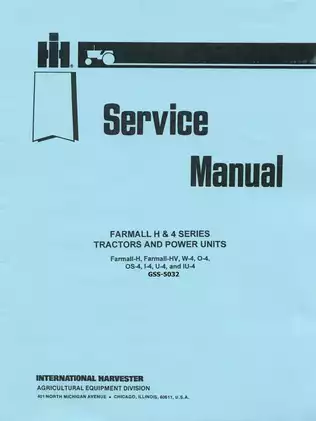 Farmall H & 4 Series Tractors Service Manual - Comprehensive Guide Preview image 2