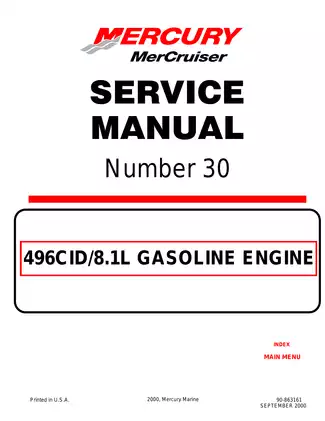 MerCruiser 496 CID / 8.1L Engine Service Manual