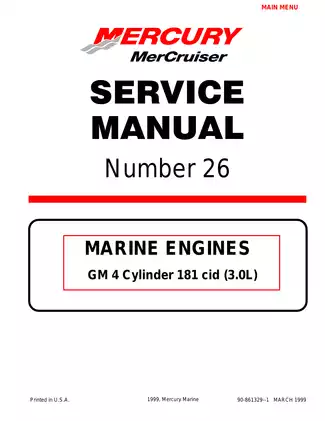 Comprehensive Service Manual for 3.0L MerCruiser Marine Engine (GM 181 CID)
