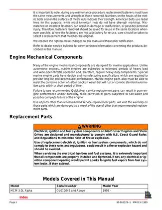 Comprehensive Service Manual for 3.0L MerCruiser Marine Engine (GM 181 CID) Preview image 4