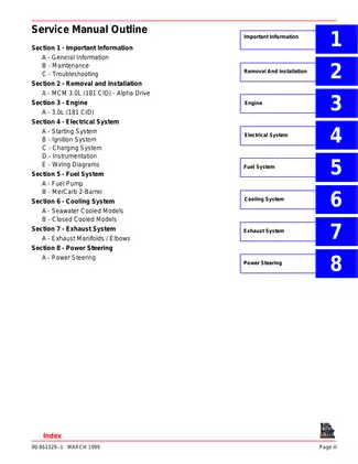 Comprehensive Service Manual for 3.0L MerCruiser Marine Engine (GM 181 CID) Preview image 5