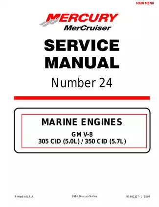 Mercury Mercruiser Marine engine No 24 GM V-8, 305 CID 5.0L + 5.7L service manual Preview image 1