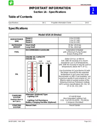 2000-2003 Mercury Mariner 4hp, 5hp, 6hp outboard motor service manual Preview image 1