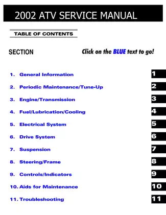 2002 Arctic Cat 250, 300, 375, 400, 500 utility ATV, 2x4,  4x4, repair manual Preview image 1