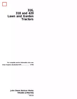 John Deere 316, 318 & 420 Lawn and Garden Tractors Manuals