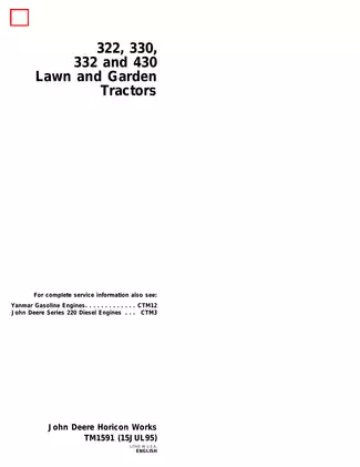 1984-1994 John Deere 322, 330, 332, 430 garden tractor repair manual  Preview image 1