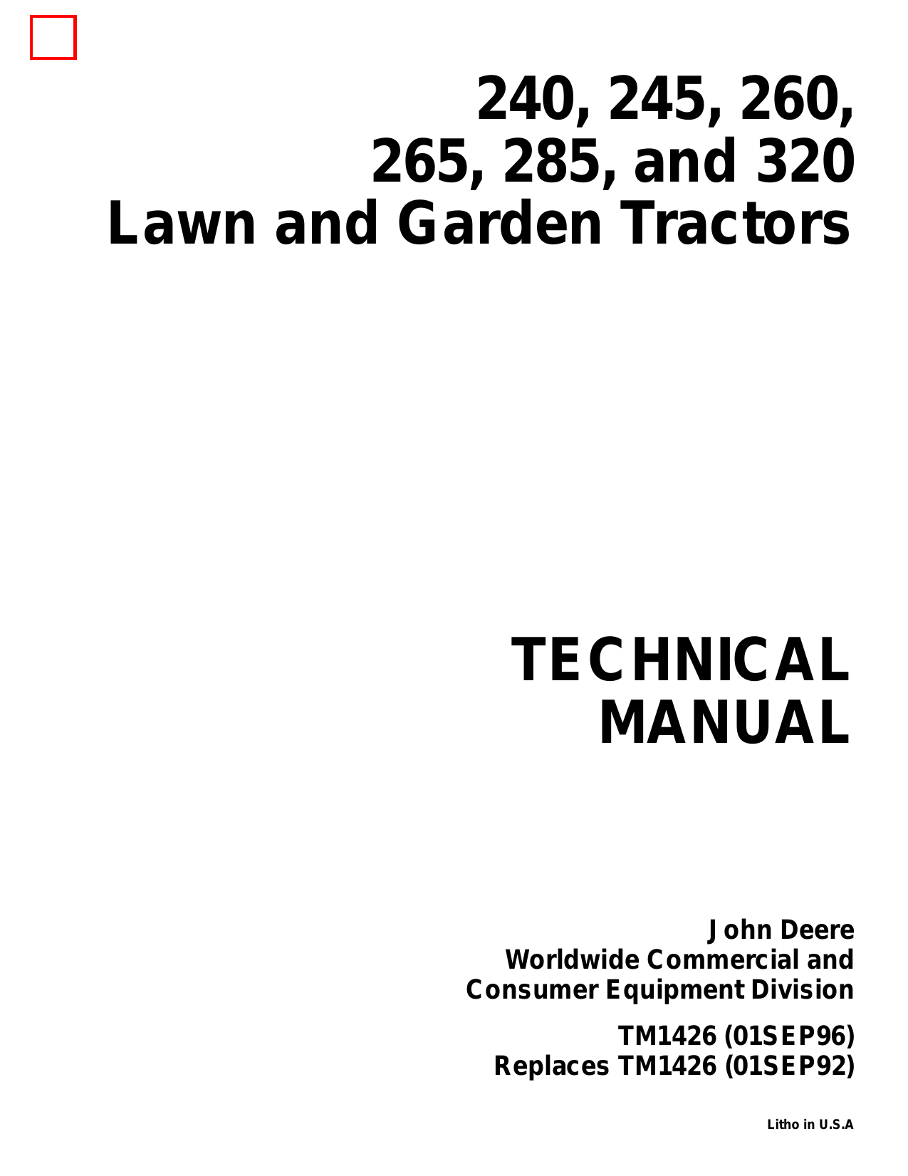 John Deere 240, 245, 260, 265, 285, 320 lawn and garden tractor technical manual Preview image 6