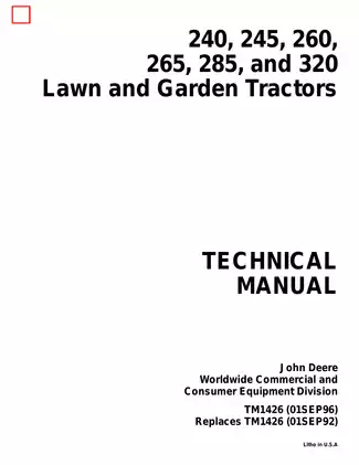 John Deere FC540V Engine Repair Manual for 260/265 Tractors Preview image 1