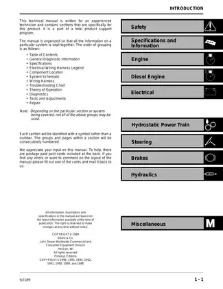 1992-2001 John Deere 425, 445, 455 lawn and garden tractor technical manual Preview image 3