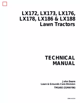 John Deere LX Series Lawn Tractor Technical Manual (TM1492)