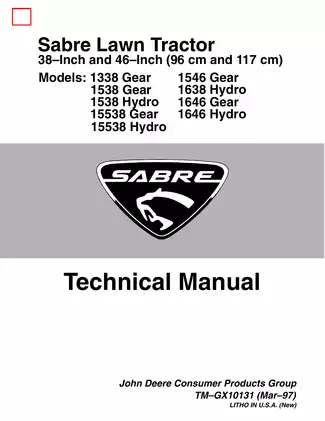 John Deere Sabre Lawn Tractor Technical Service Manual