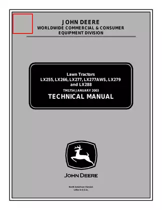 Comprehensive John Deere Technical Manual for LX Series Lawn Tractors