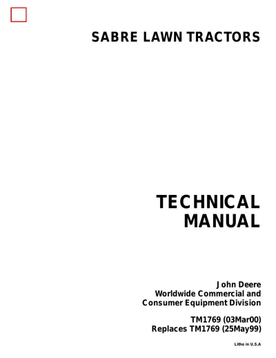 Sabre 1438GS, 1538HS, 1642G, 1646H, 1846HV, and 2046HV Lawn and Garden Tractor Technical Manual (P/N TM1769)