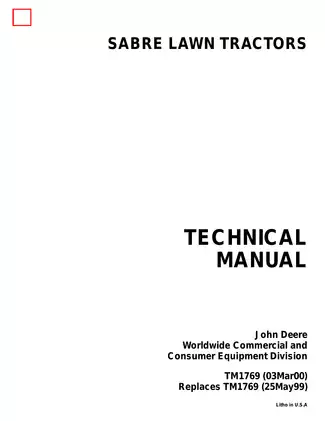 John Deere SABRE Lawn Tractor Technical Manual