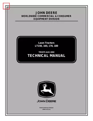 John Deere LT150, LT160, LT170, LT180 Lawn Tractor Technical Manual