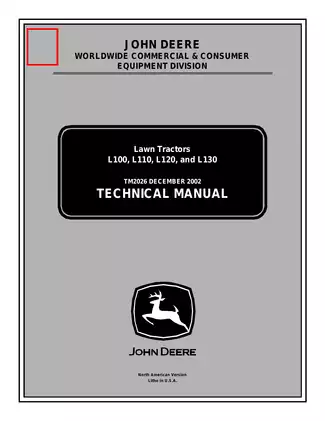 John Deere L100, L110, L120, L130 lawn tractor repair manual
