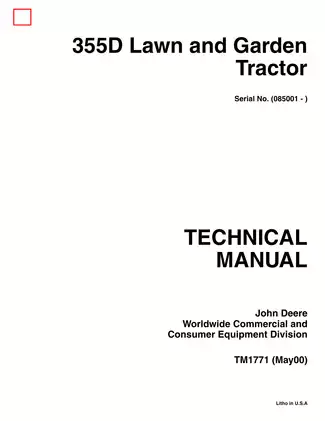John Deere 355D Lawn Tractor Technical Manual TM1771