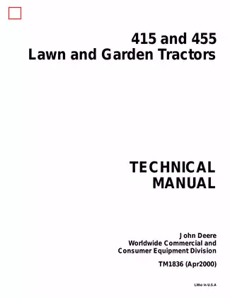 John Deere Lawn & Garden Tractors Technical Manual TM1836