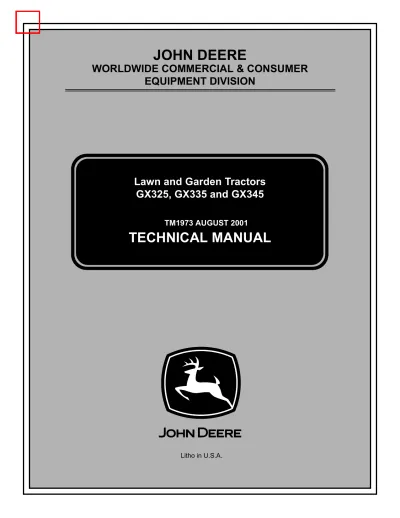 2001 John Deere GX Series Tractor Technical Manual (P/N TM1973)