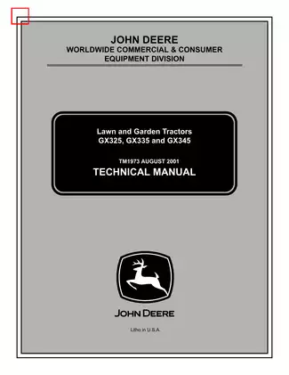 John Deere GX325, GX335, GX345 garden tractor technical manual Preview image 1