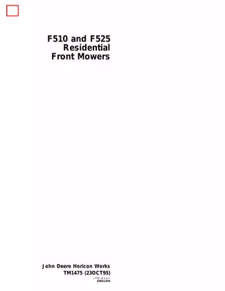 John Deere F510, F525 residential front mower manual Preview image 1