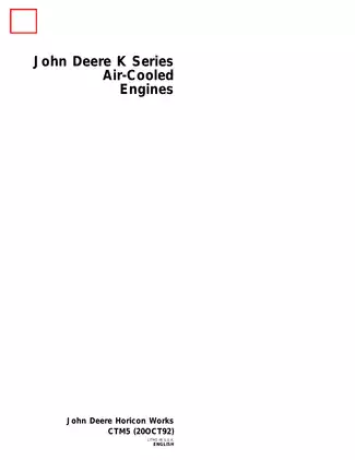 John Deere K Series Air Cooled Engine Technical Manual (CTM5)