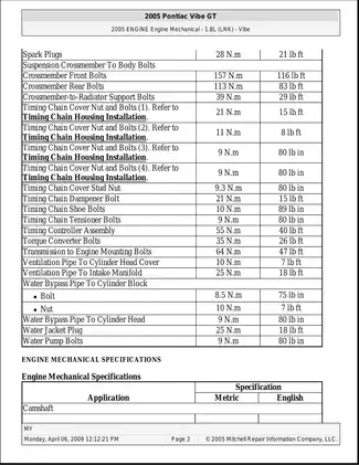 2003-2010 Pontiac Vibe repair manual Preview image 3