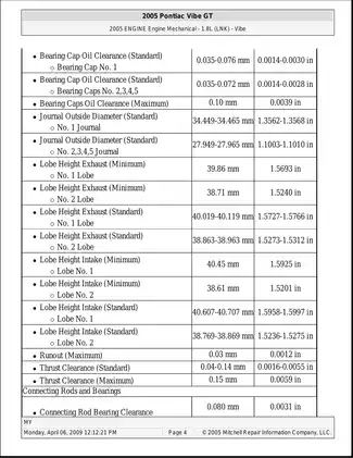 2003-2010 Pontiac Vibe repair manual Preview image 4