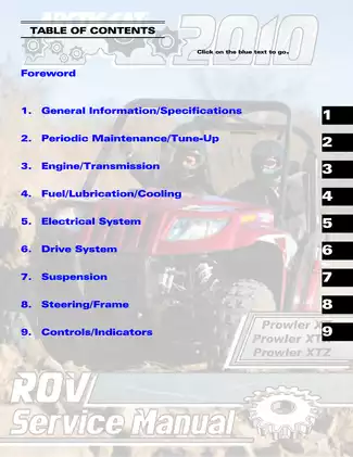 2010 Arctic Cat Prowler XT550, XTX700, XTZ1000 UTV repair manual Preview image 1