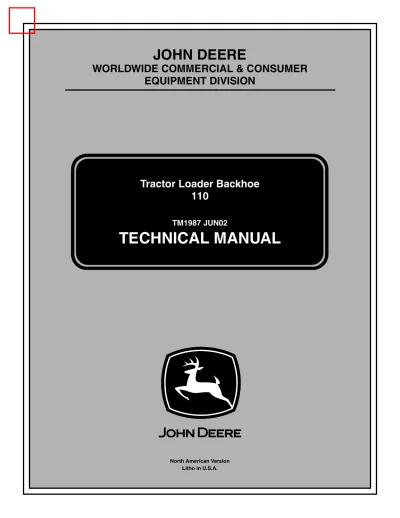 Preview: John Deere 110  Tractor Loader Backhoe Repair Technical Manual (P/N TM1987)