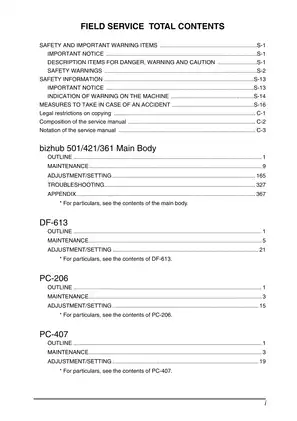 KONICA MINOLTA Bizhub 501/421/361 Comprehensive Service Manual Preview image 2