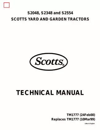 Scotts S2048, S2348, S2554 yard and garden tractor manual Preview image 1